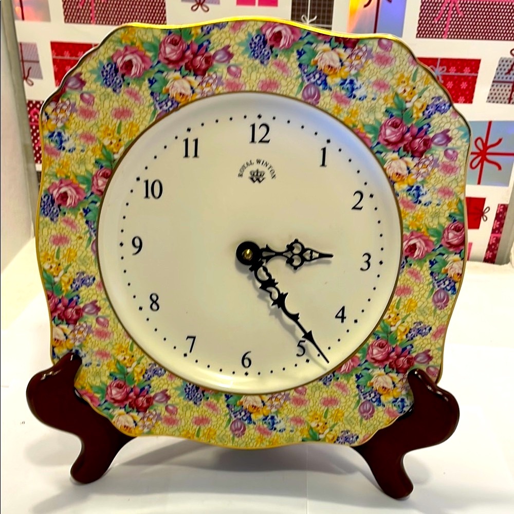 Vintage Royal Winton Floral Wall Clock - Multicolor - Picture 9 of 16